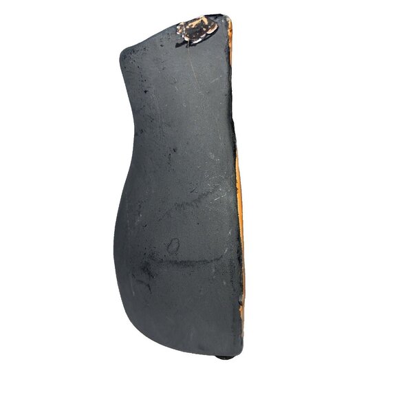 Vintage Handcrafted Black Clay Owl, Orange with Red Heart, Raku Pottery *Chips* - Picture 6 of 12